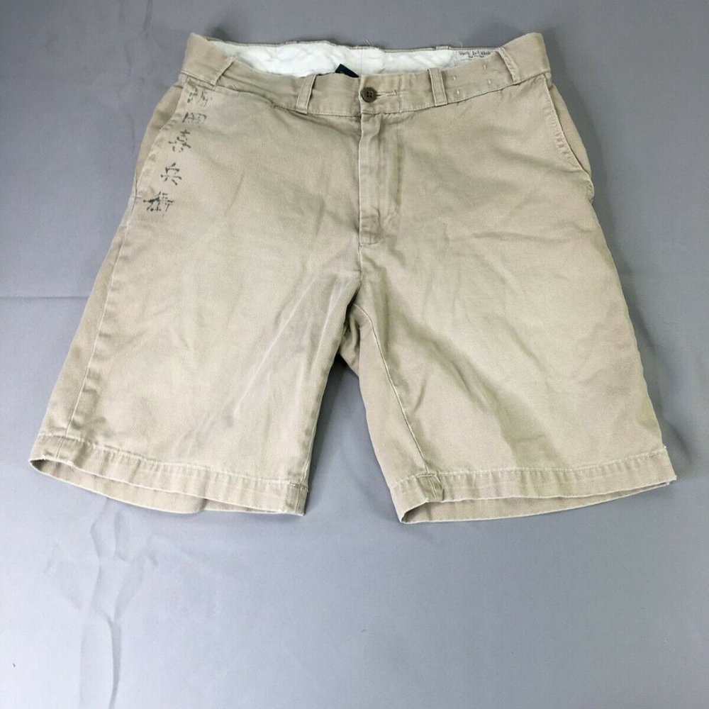 Polo Ralph Lauren Shorts Mens 30 Beige Khaki Military Drill Chino Flat Front Gor